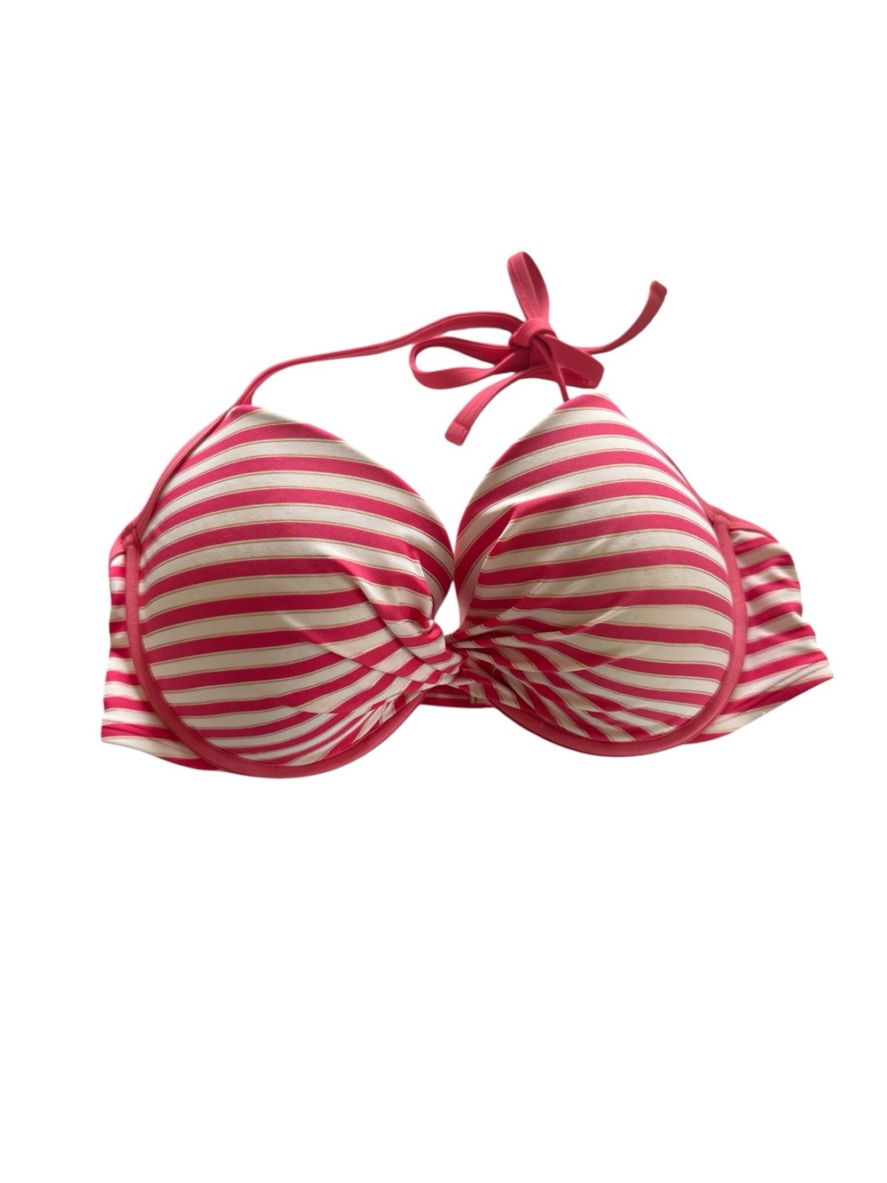 Aerie Brooke Bikini Top 36DD Pink Stripe Underwire Halter Tie Back Swim Beach